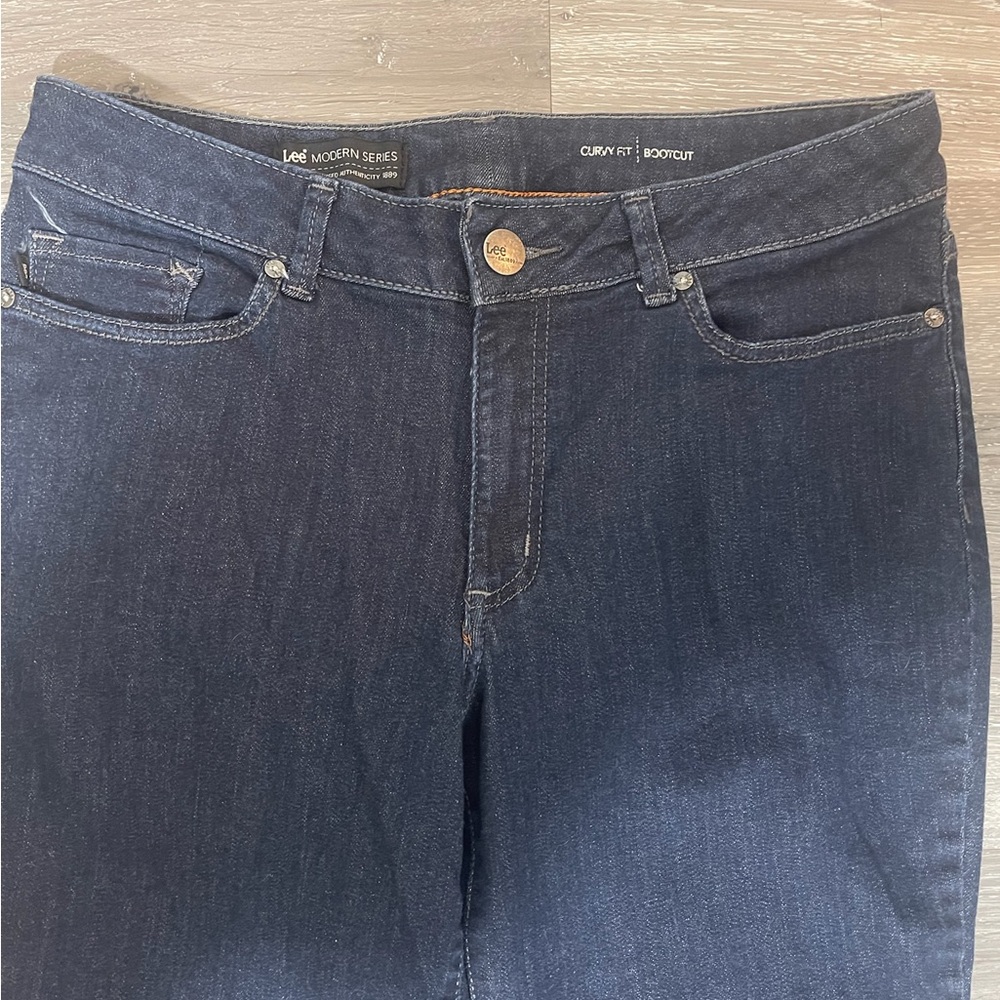 Lee Modern Series Dark Blue Flare Women's Jeans Curvy Fit Bootcut - Picture 3 of 9